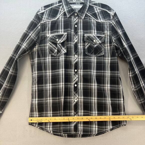 BKE Button Down Shirt Men's Size L Black White Plaid Athletic Fit Western - Picture 6 of 14